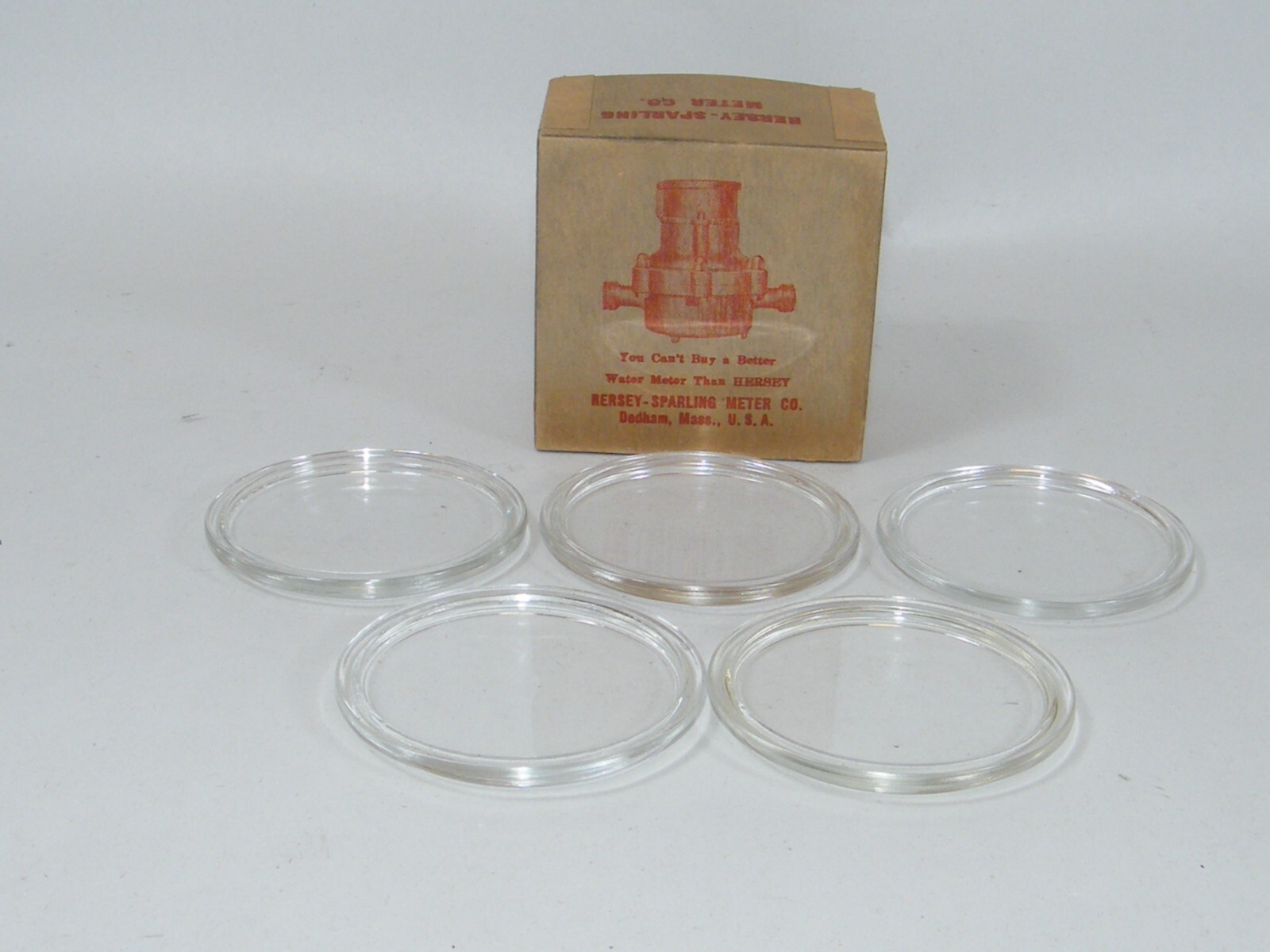 (5) HERSEY SPARLING METER CO GLASS COVER REPLACEMENT PARTS FOR METERS