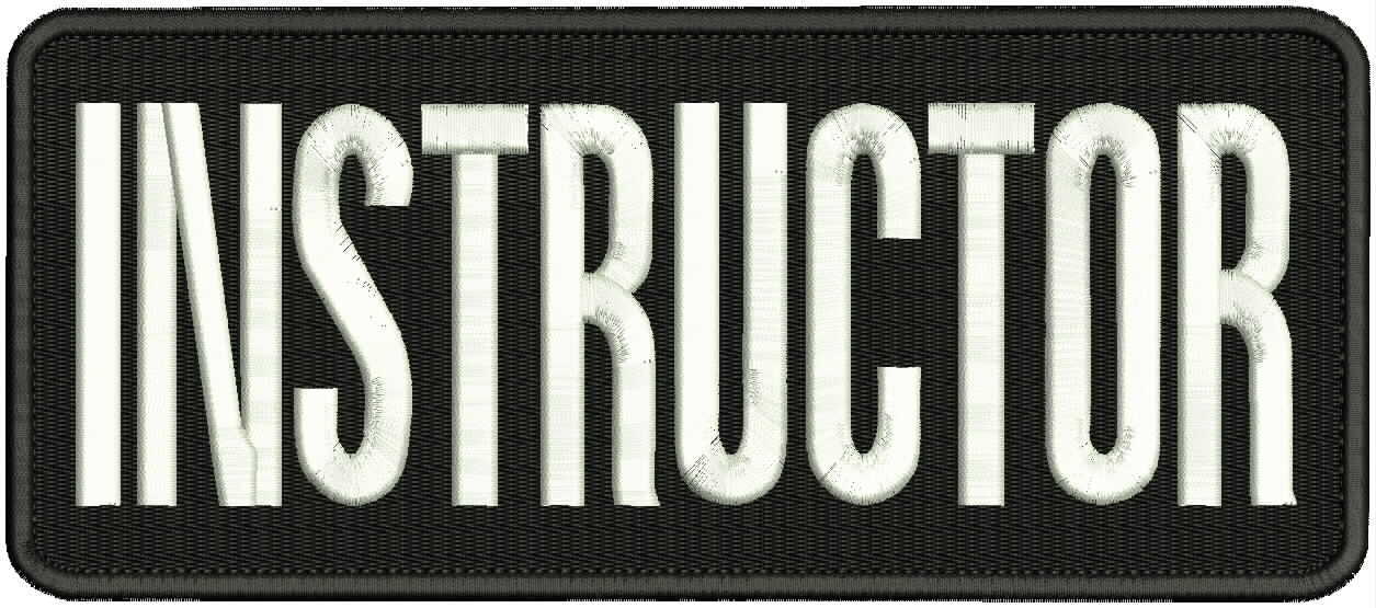 INSTRUCTOR EMBROIDERY Patche  4x10 Hook On Back Bla/White