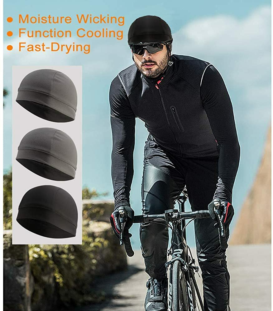 Summer Men Cooling Skull Caps Helmet Liner Beanie Cap Sweat Wicking Cycling Hat