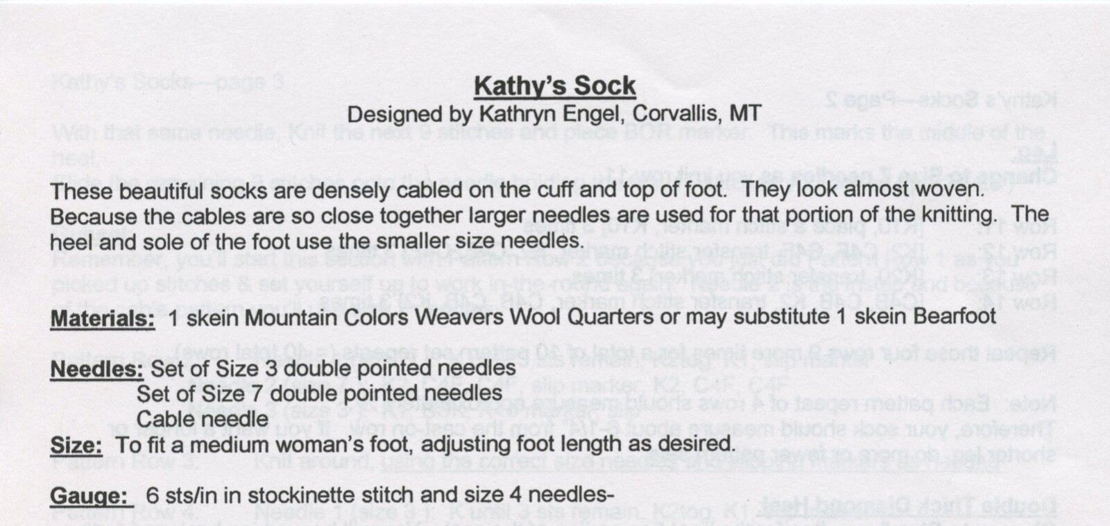 Mountain Colors Knitting Pattern - Kathy's Socks - Pattern Only