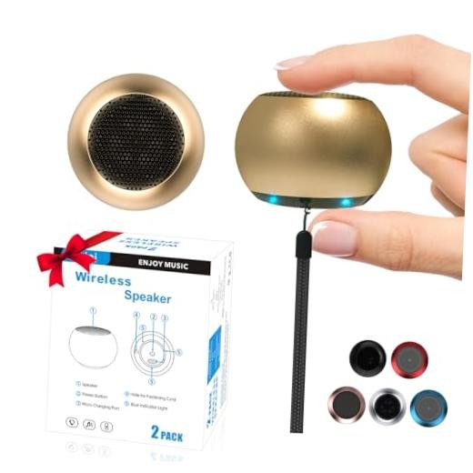 2Pack Portable Mini Speakers, Bluetooth Tiny Speakers,Wireless Micro Gold