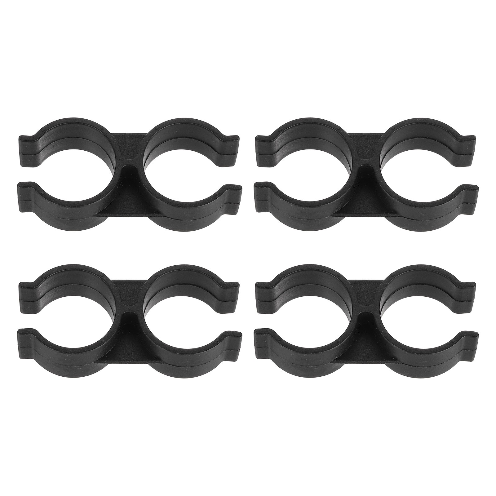 4Pcs Double Port Pipe Clamps, 1.3" PVC Dustpan Broom Connector Clip, Black