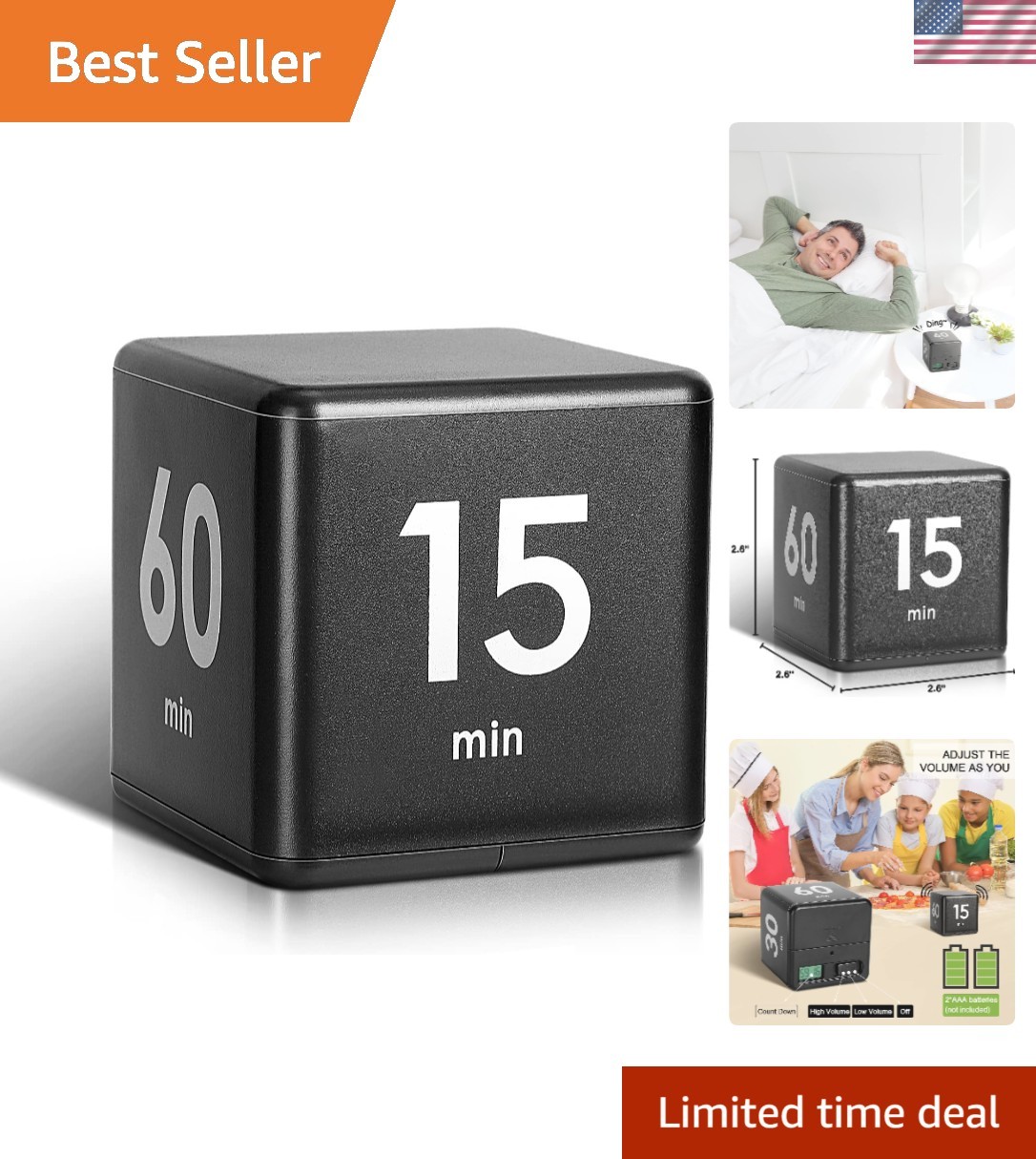 Compact Black Gravity Sensor Timer - Effective Time Management for Home & Office