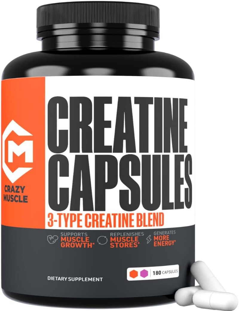 Creatine Capsules, 5G Premium 3X Threeatine Pre Workout Bulk Muscle Mass Gain...