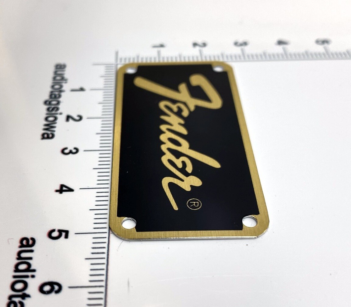 Fender Transitional Amp or Case Logo Badge Custom Made Metal with Gold Screws