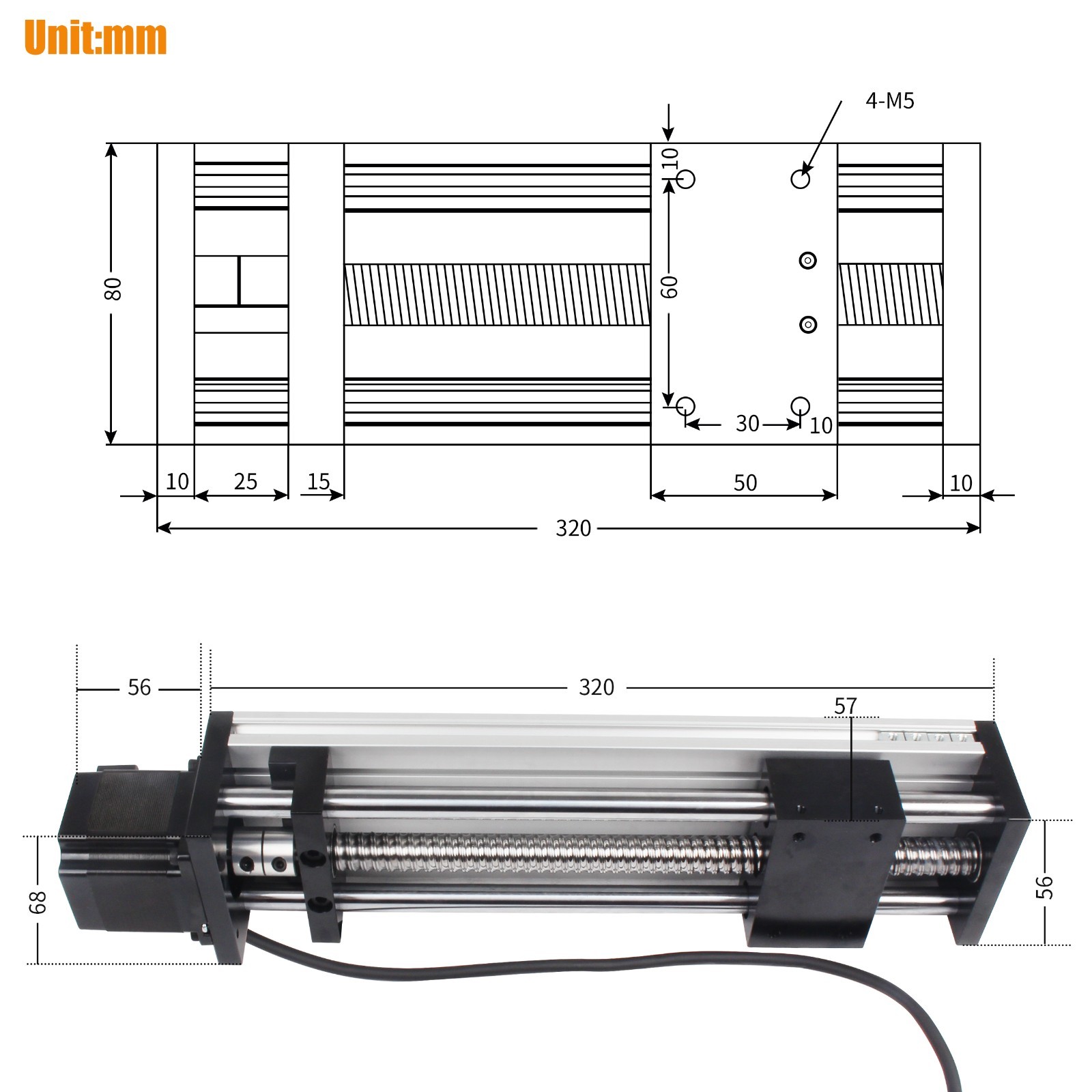 【US】 CNC Linear Stage Actuator, Linear Slide Rail 1204 Ball Screw, 100-400mm