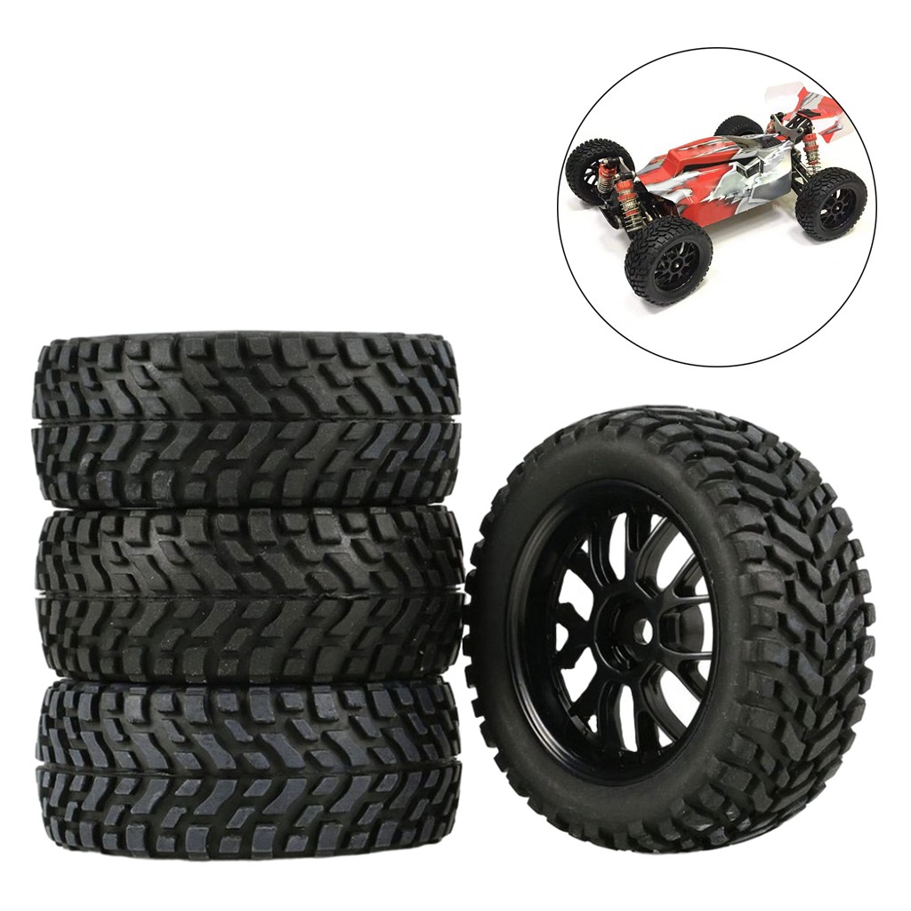 4Pcs 75mm Wheel Tires for Wltoys 144001 Tamiya HSP 1/16 Off Road Buggy RC Car c