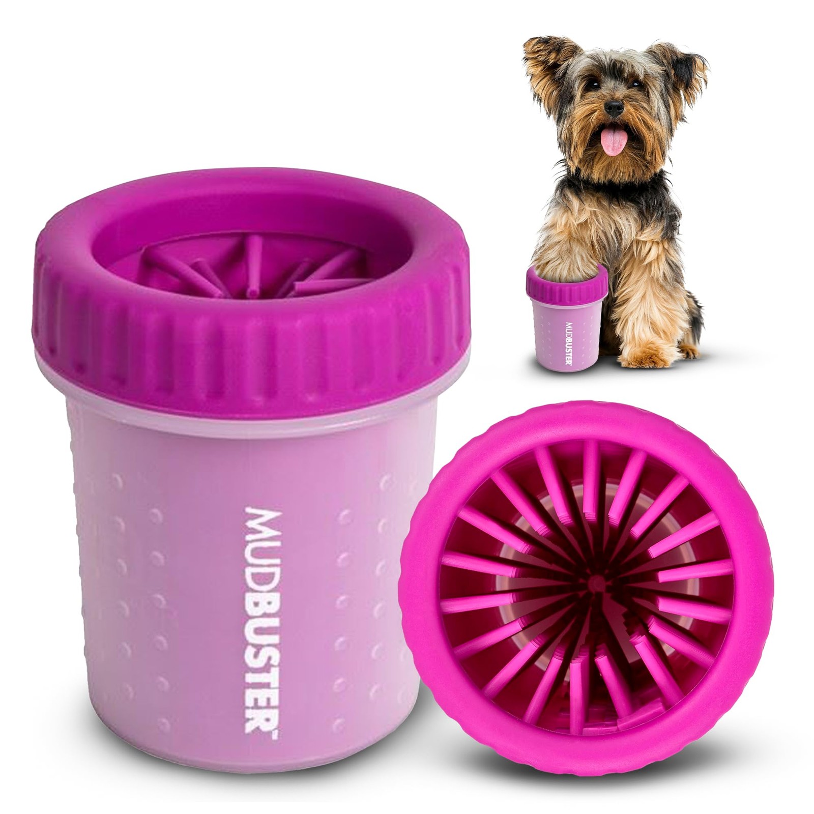 Dexas MudBuster Portable Dog Paw Cleaner, Small, Fuchsia - Premium Quality Pe...