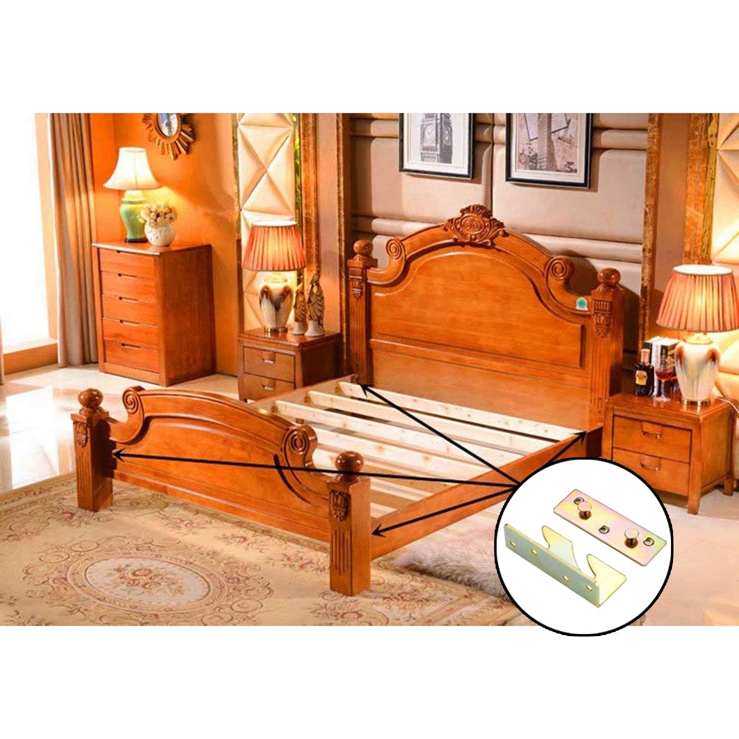 4 Piece Heavy Duty Non-Tenon Rail Accessories, Bracket, Wooden Frame Connecto...