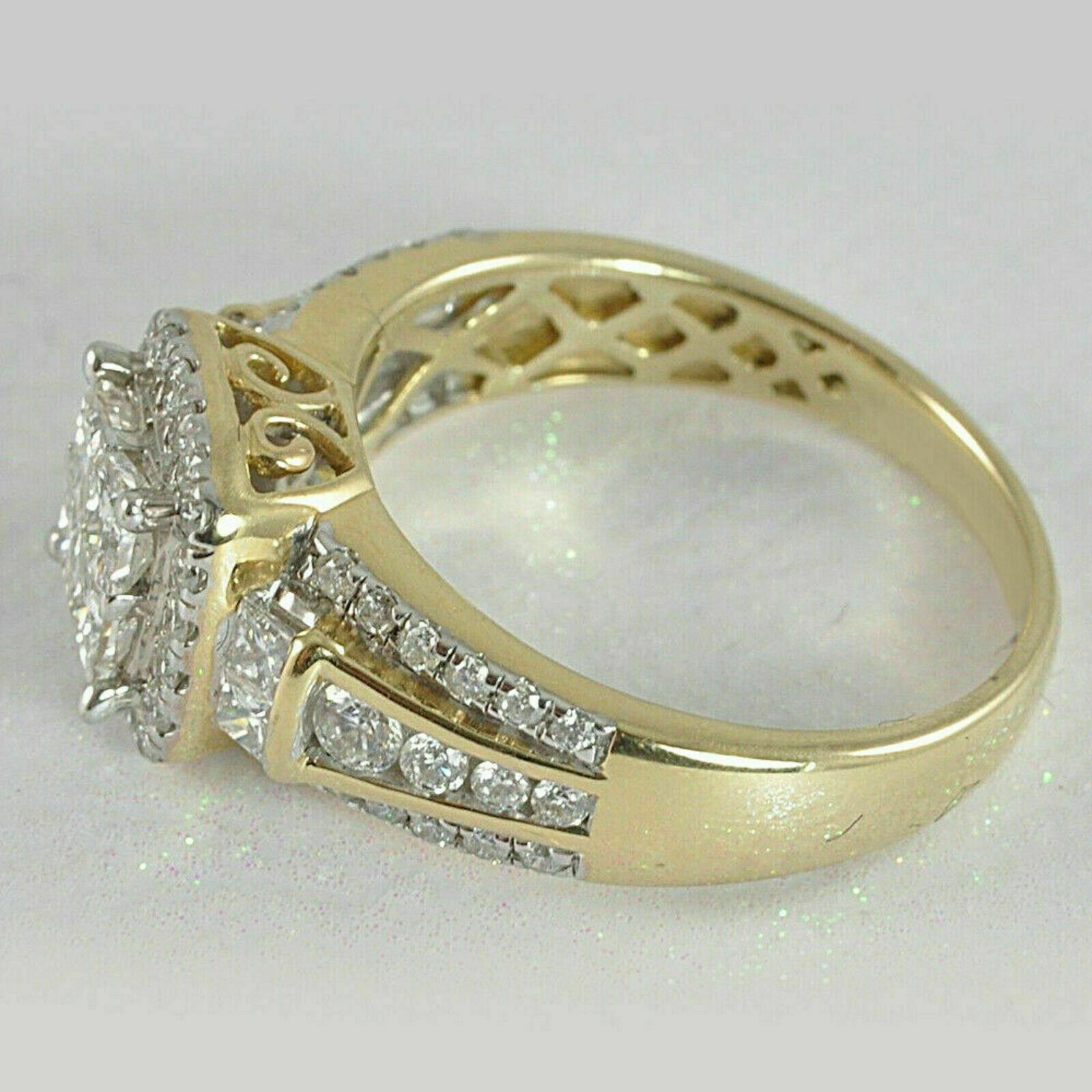 3Ct Lab Created Diamond Engagement Ring Solid 14K Yellow Gold Finish