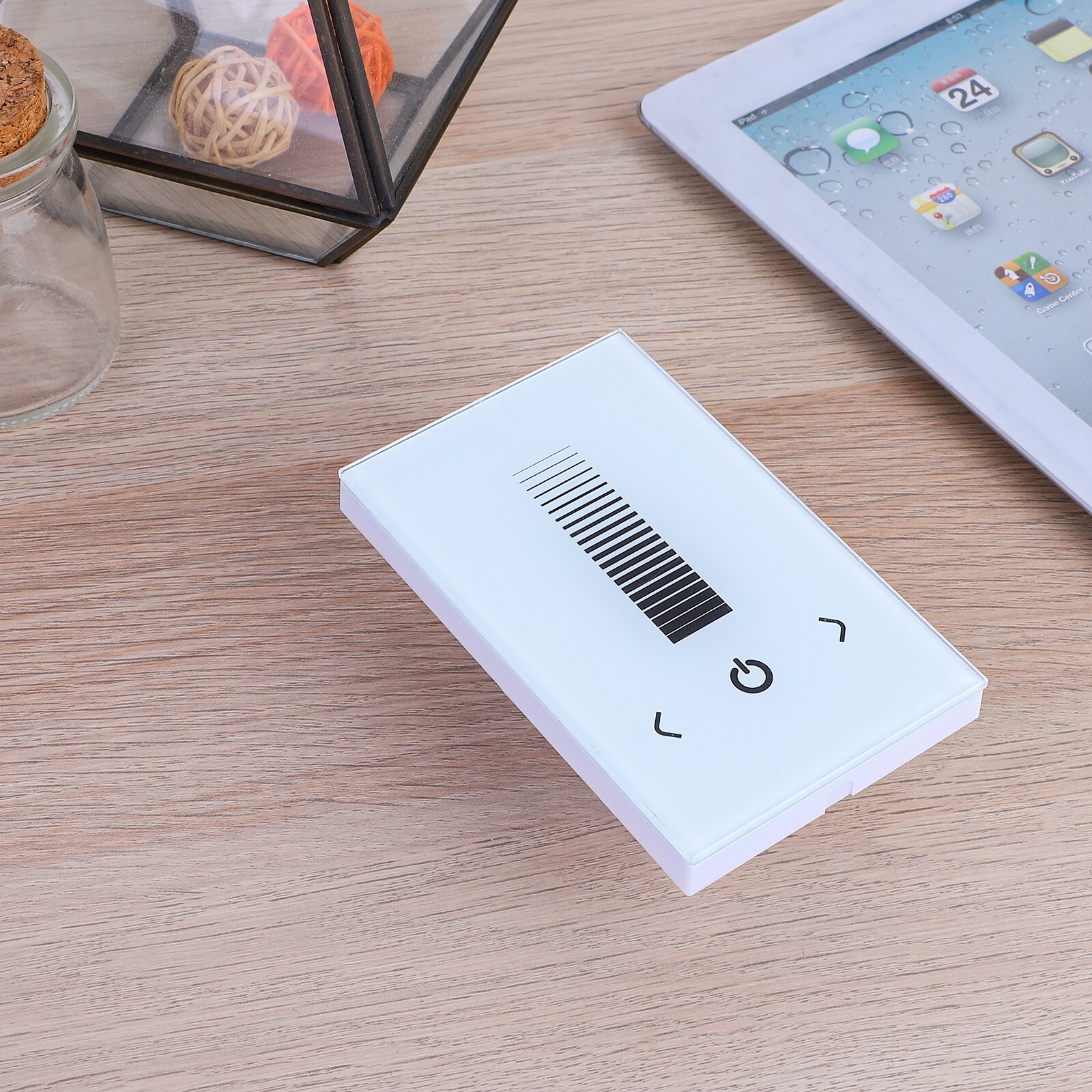 Wall-Mounted Glass Touch Panel LED Dimmer Switch Brightness Controller White