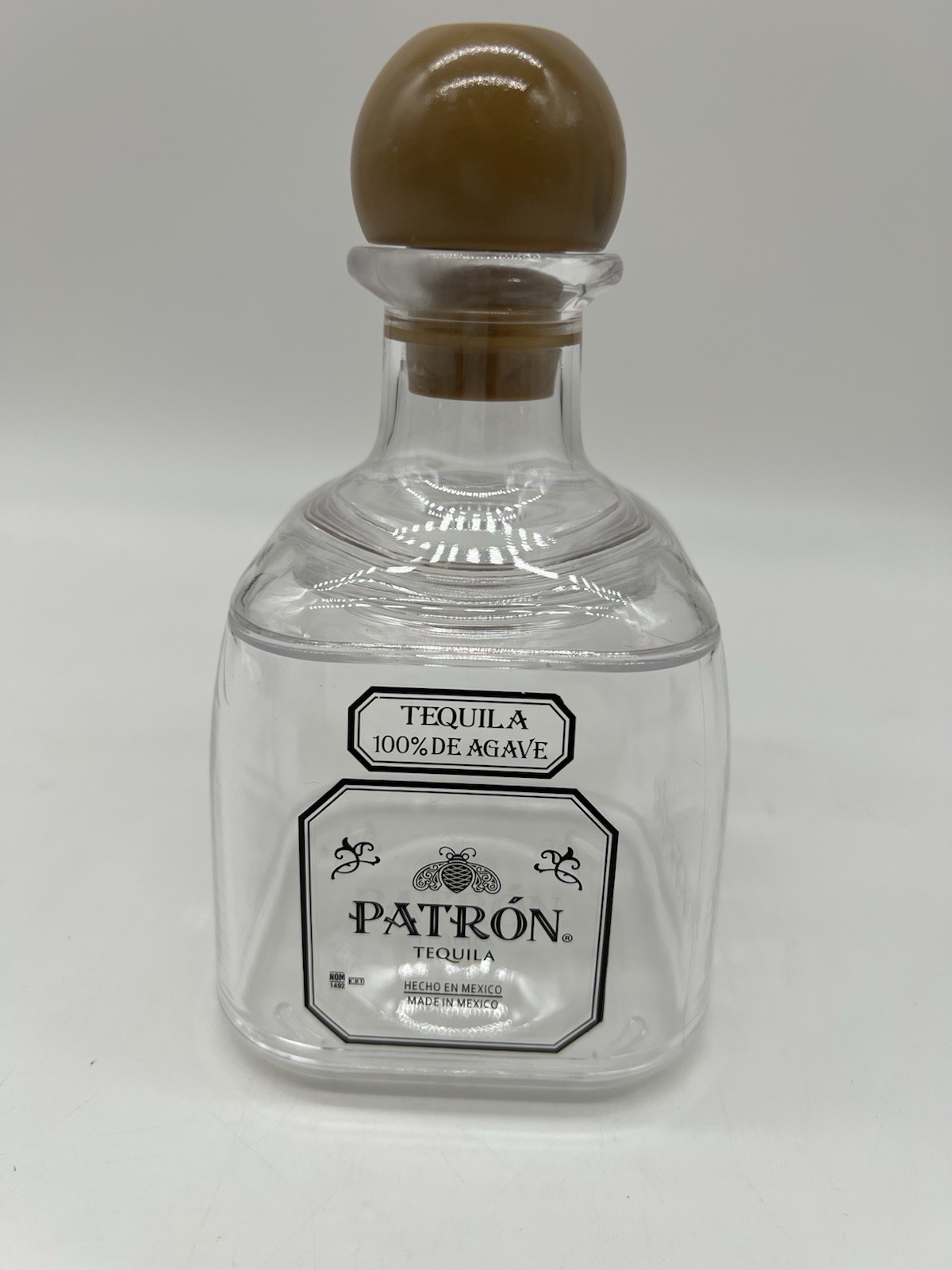 New Patron Tequila Plastic Reusable Replica Bottle Cup/Glass 375ml Straw Hole