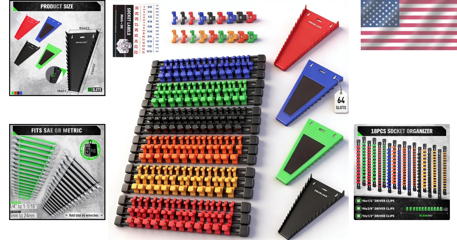 Compact Socket Organizer with Wrench Holder