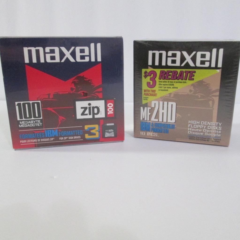 Maxell Zip & Floppy Disk Lot 10 MF2HD Floppy 3 Zip IBM Disks New Old Stock