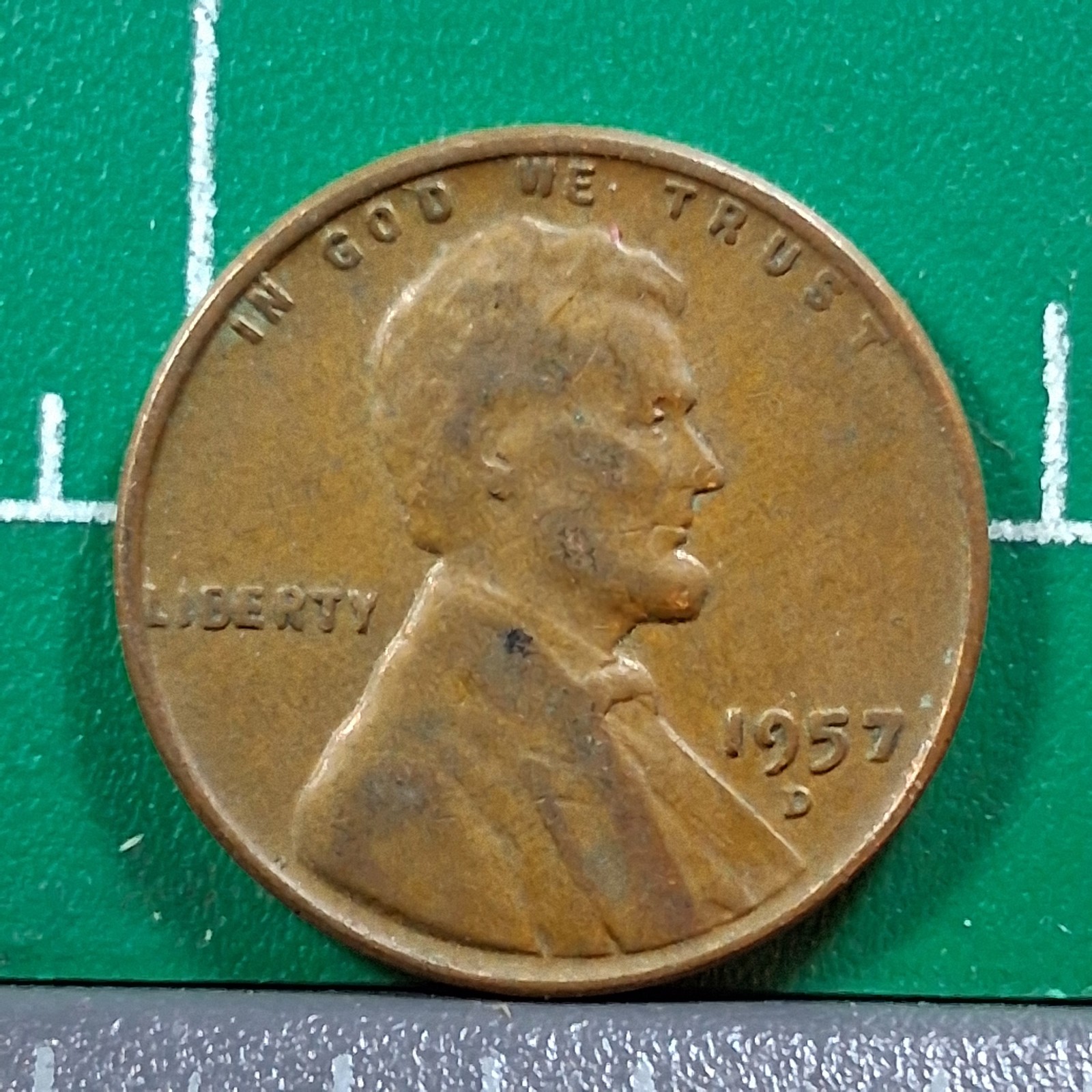 1957-D United States USA Abraham Lincoln Wheat Penny 1 Cent Copper Coin