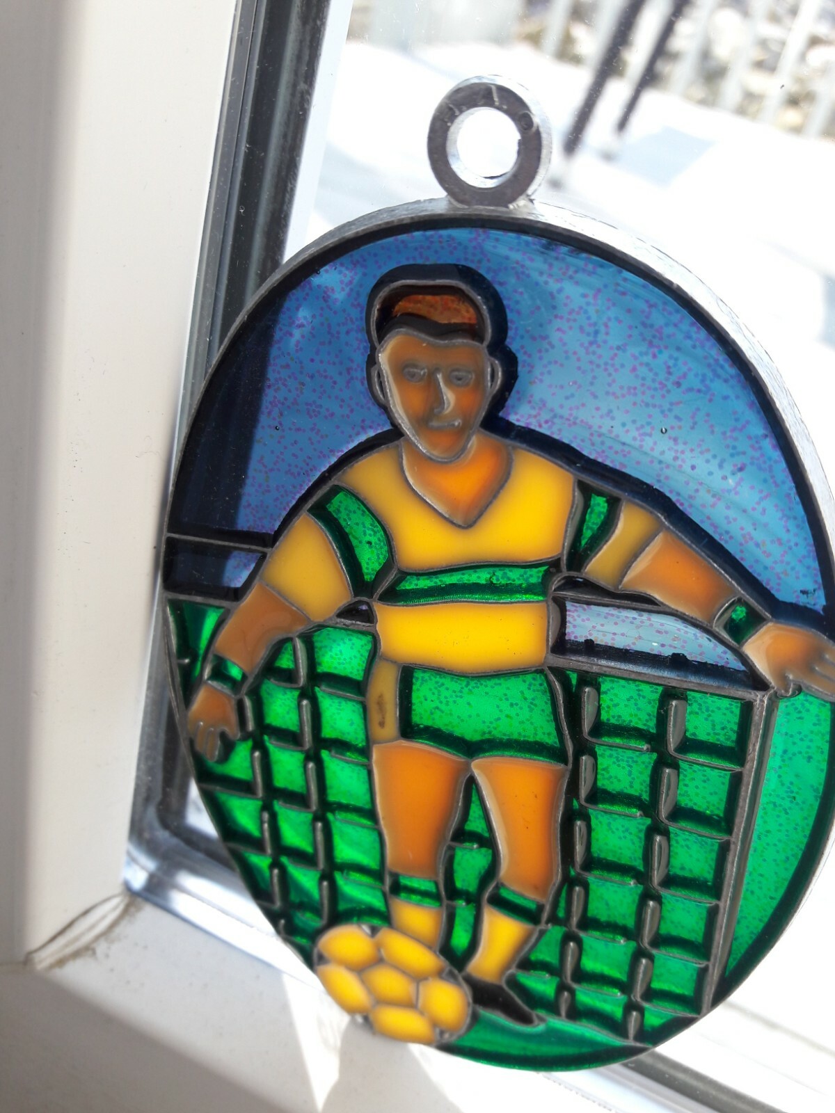 Soccer Player Suncatcher or Ornament  (New Old Stock) See Photos