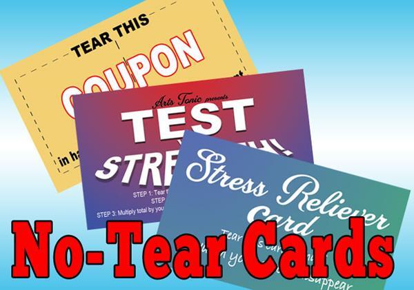 12 NO TEAR PAPER CARDS Coupon Test Strength Stress Funny Prank Gag Joke Gift Set