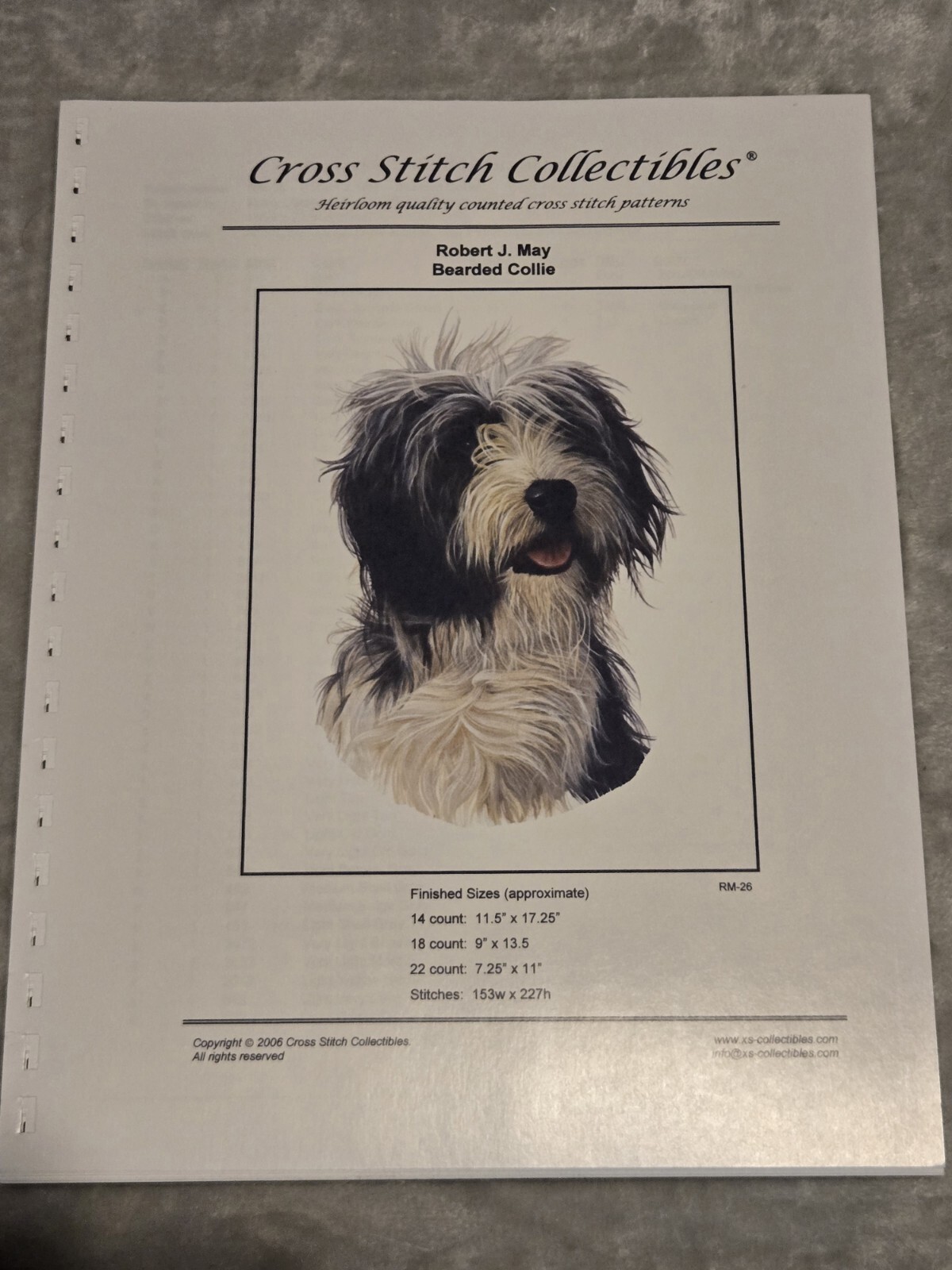 Cross Stitch Collectibles Pattern Bearded Collie