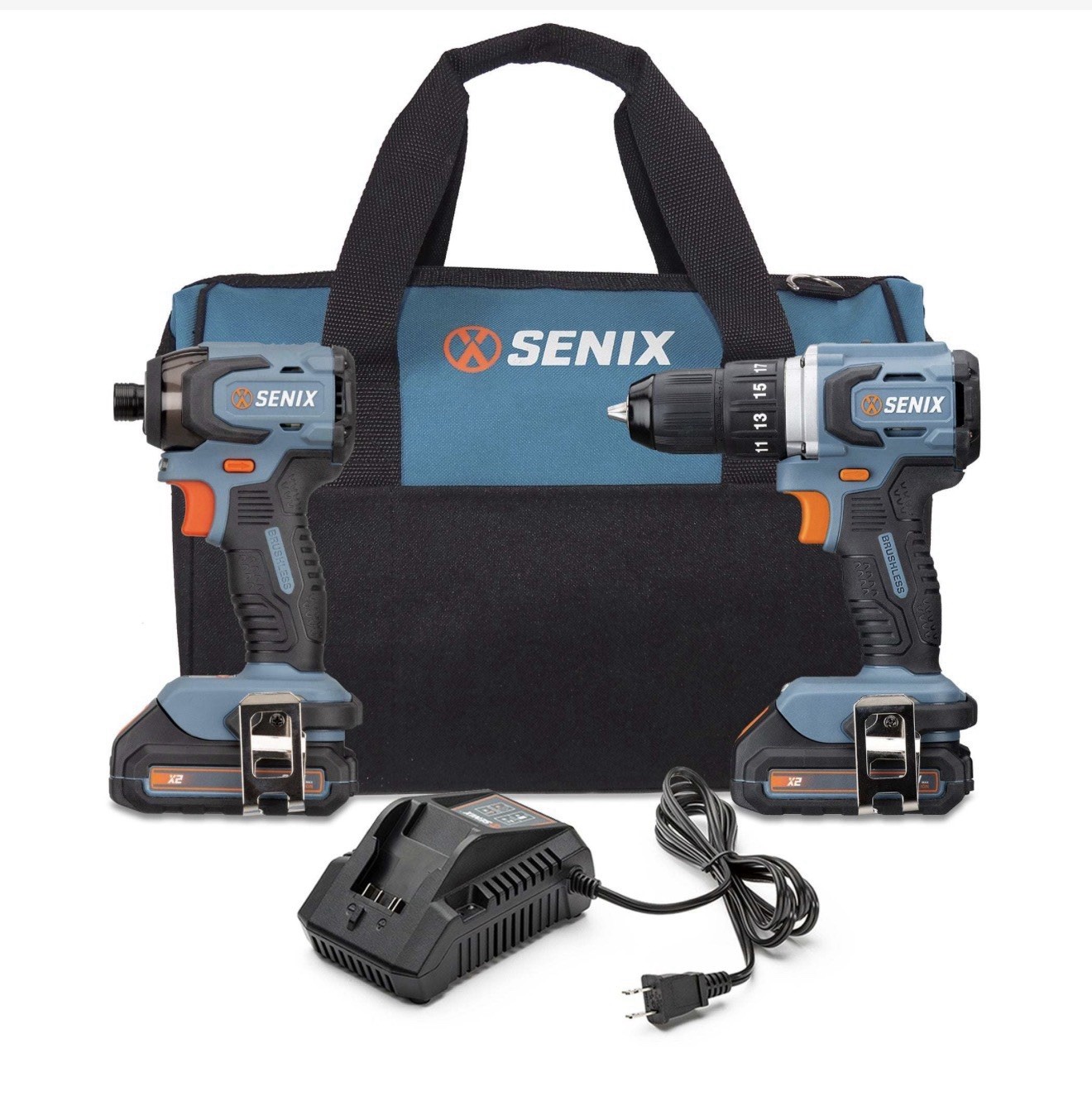 Senix  2-Tool Cordless Kit with 1/2" Drill Driver & 1/4" Impact Driver