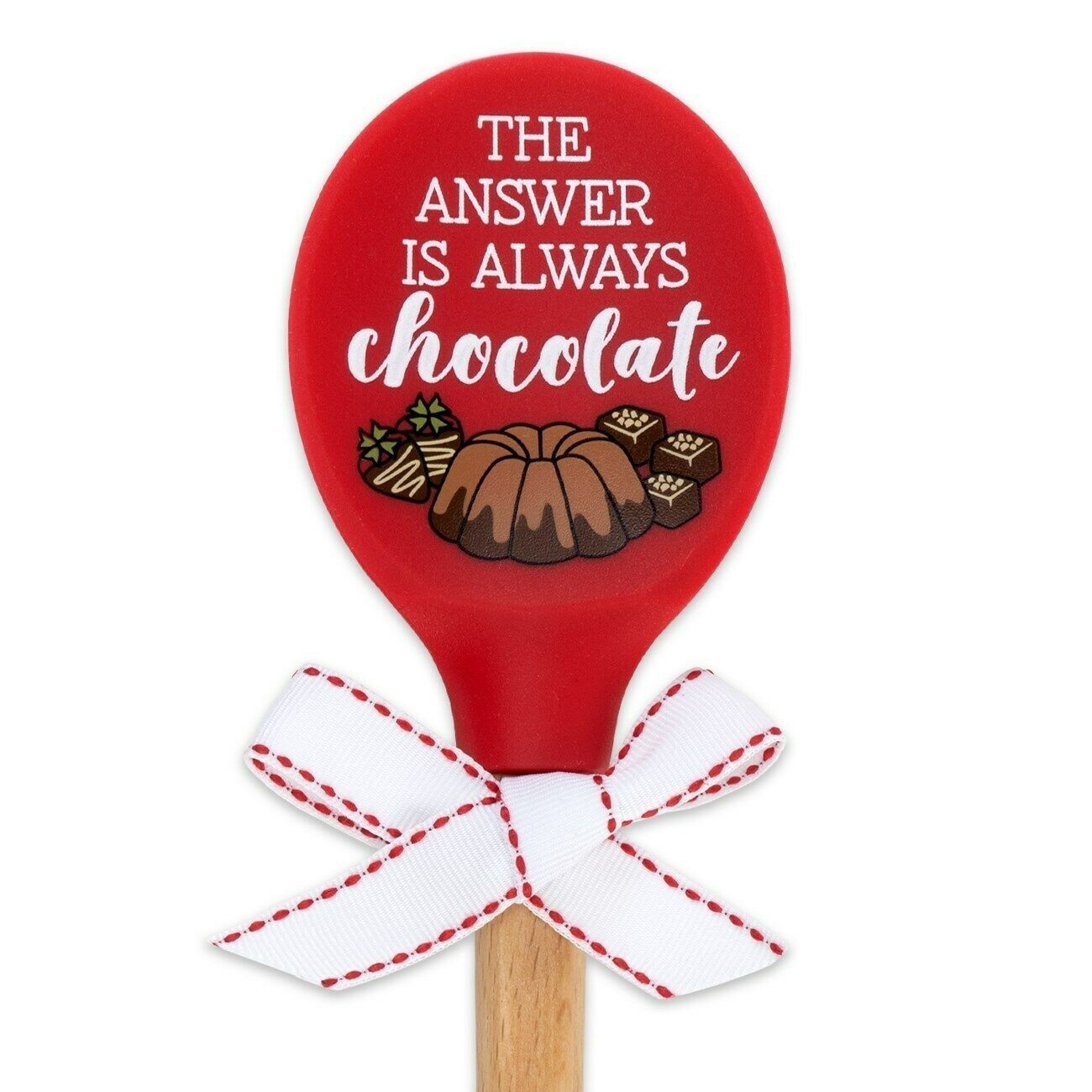 Brownlow Gifts Red Silicone Sentiment Spoon The Answer is Always Chocolate