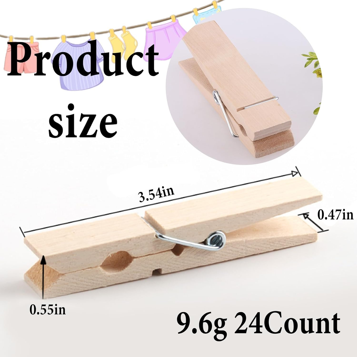 Clothes Pins Wooden Clothespins Wood,Close Pins,3.5in Wood Clothes Pins Heavy...