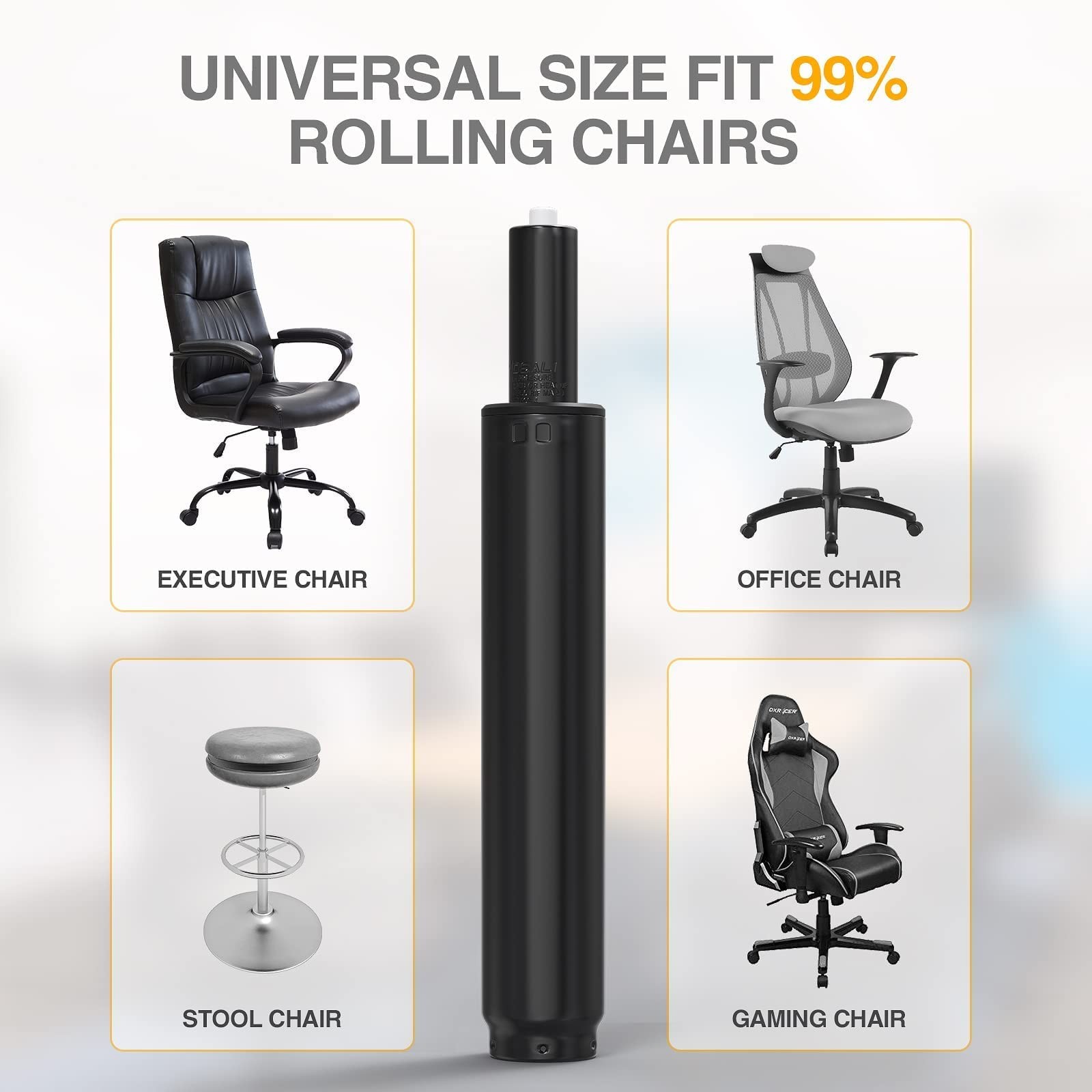 HOSALI Office Chair Cylinder Replacement,Heavy-Duty Gas Lift 5.5-black, Black