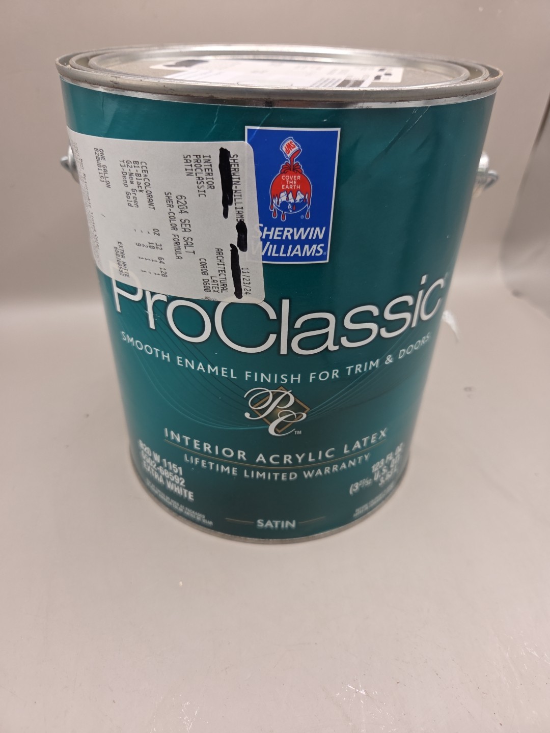 1 Gallon Pro Classics Interior Satin Color 6204 Sea Salt Smooth Enamel Finish...