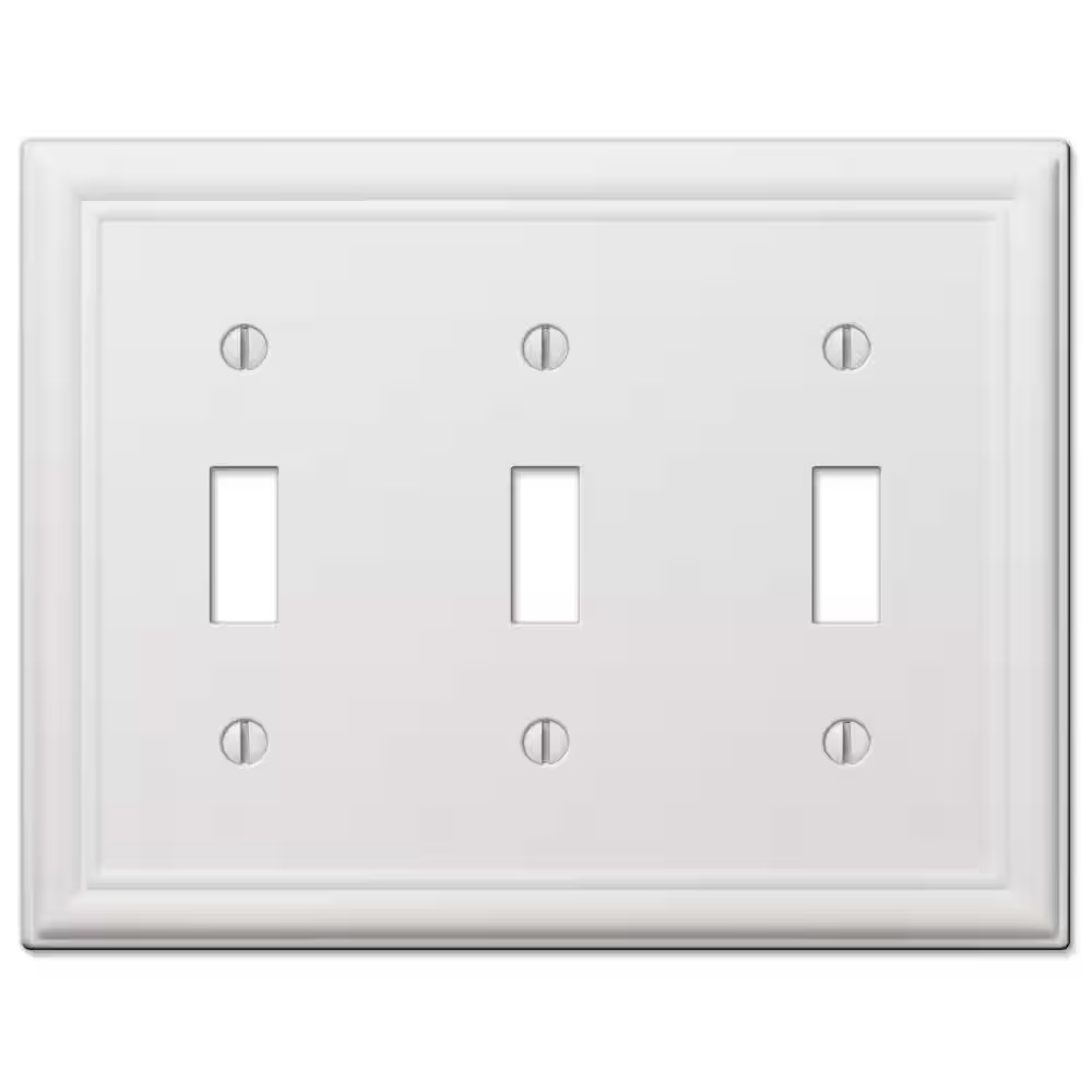 Ascher 3 Gang Toggle Steel Wall Plate - White