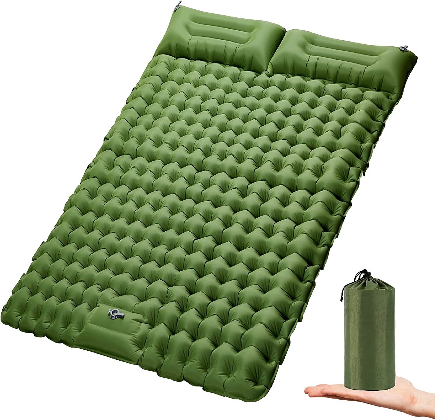Double Sleeping Pad for Camping Inflatable 2 Person Sleep Mat with Built-in Pump