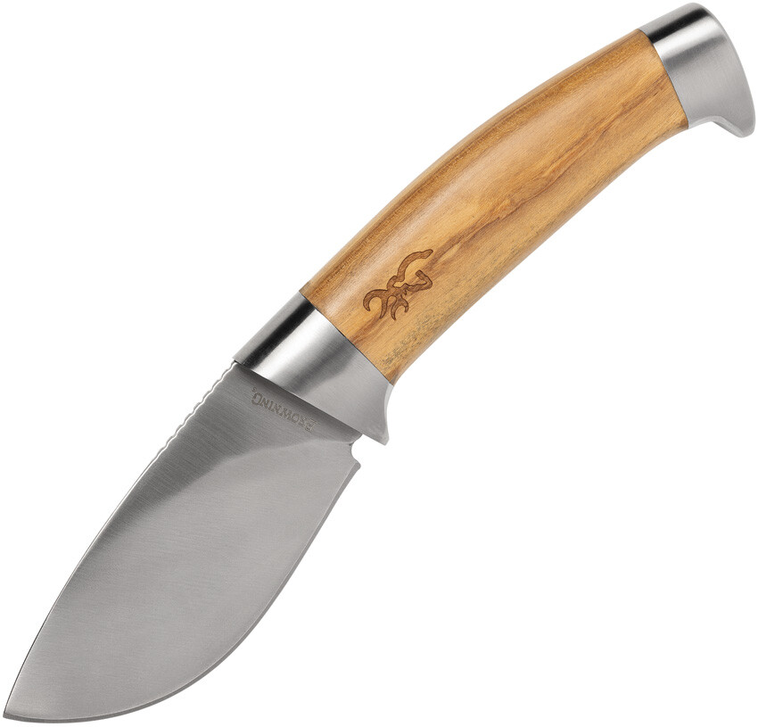 Browning Skinner Smooth Brown Wood Stainless Fixed Blade Knife 0497