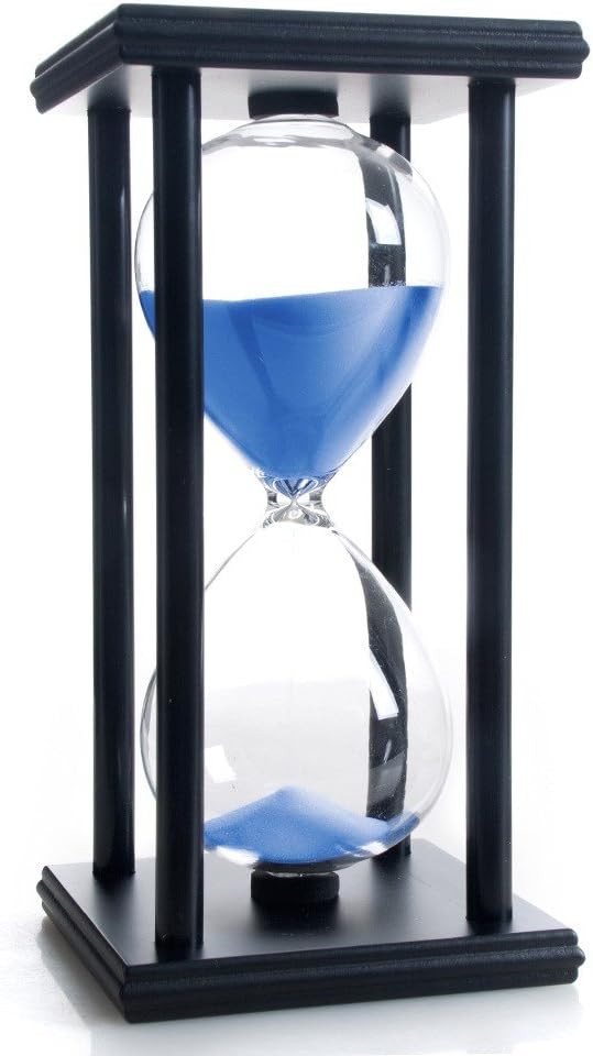 Hourglass 60 Minutes Blue Sand Timer Black Wooden Frame Clock