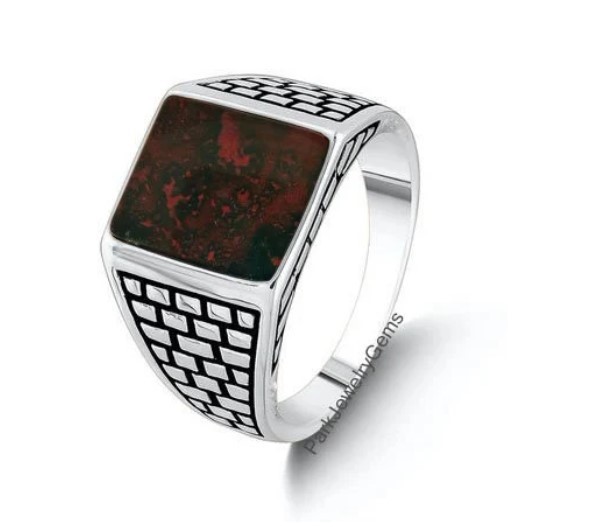 Bloodstone Ring 925 Sterling Silver Ring For Men Gift New Year Ring