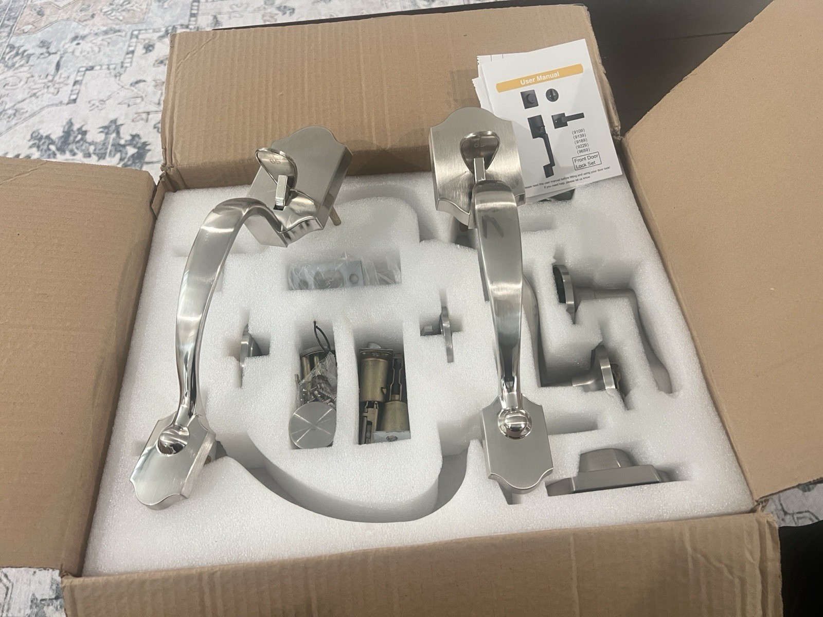 Double Front Door Lock Set, Double Door Handle with Dummy, Double heavy
