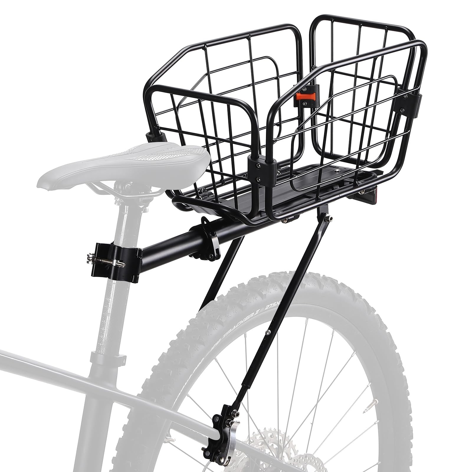 Rear Bike Rack ​with Basket, 165 LB Load Bike Cargo Rack - Aluminum Alloy Bik...