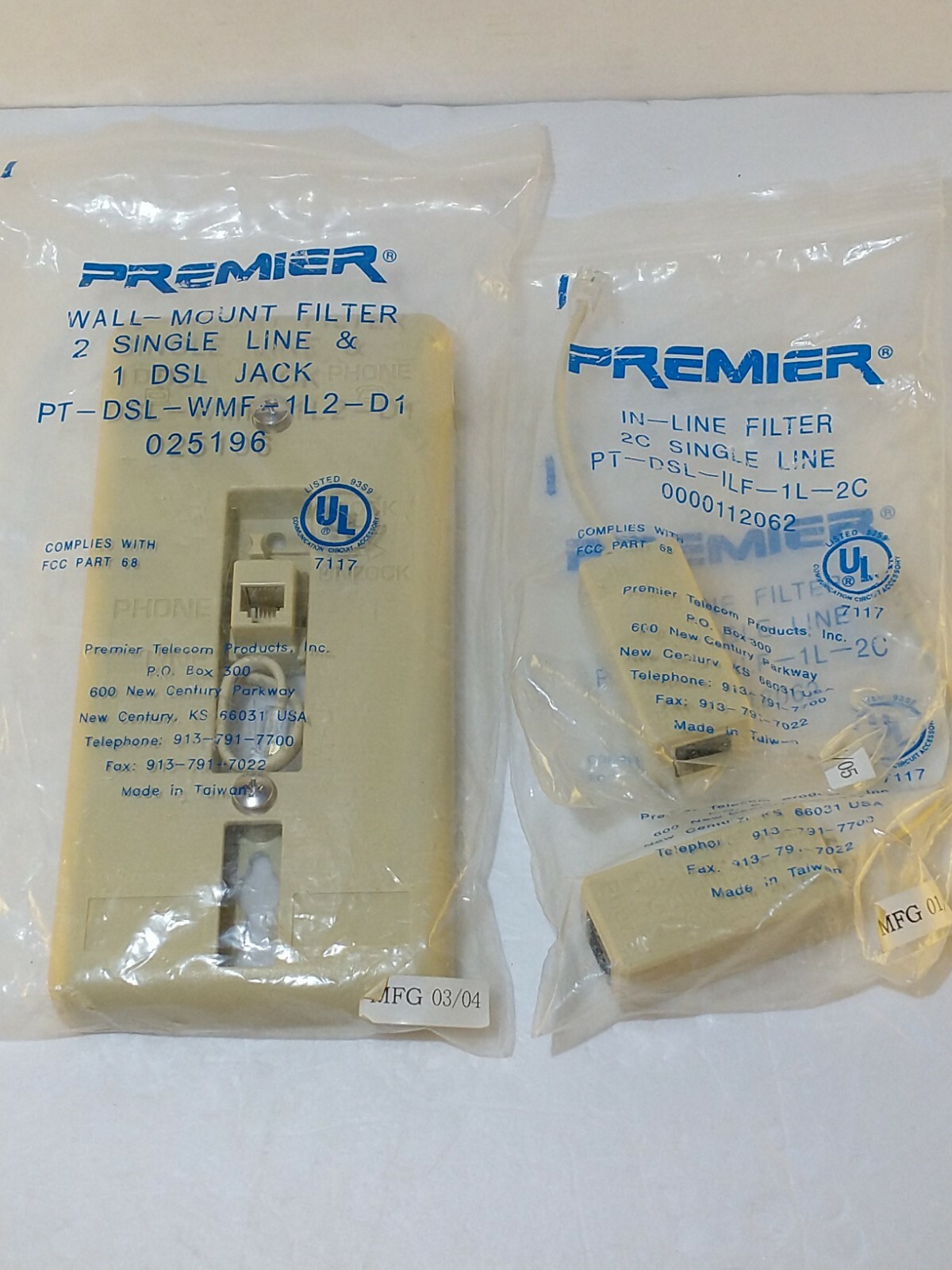 1 DSL/2 Single Line Wall-Mount Filter w/ (2) 2C Single Line DSL-LINE Conditioner