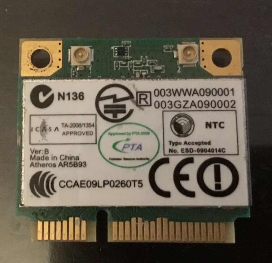 AR5B93 802.11b/g/n Wireless LAN PCIe Mini Atheros AR9283 T77H047