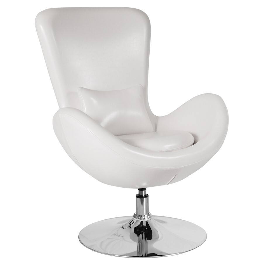 Flash Egg White LeatherSoft Side Reception Chair - CH-162430-WH-LEA-GG