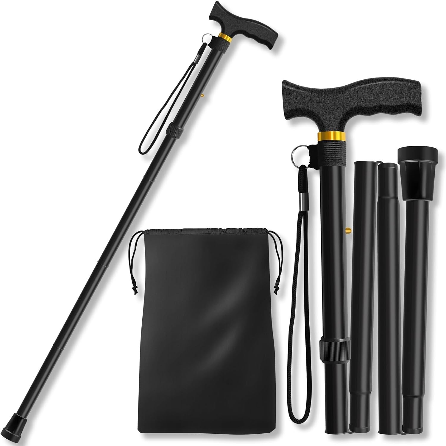 Folding Cane, Walking Poles with Adjustable Height, Canes for Men, Women and ...