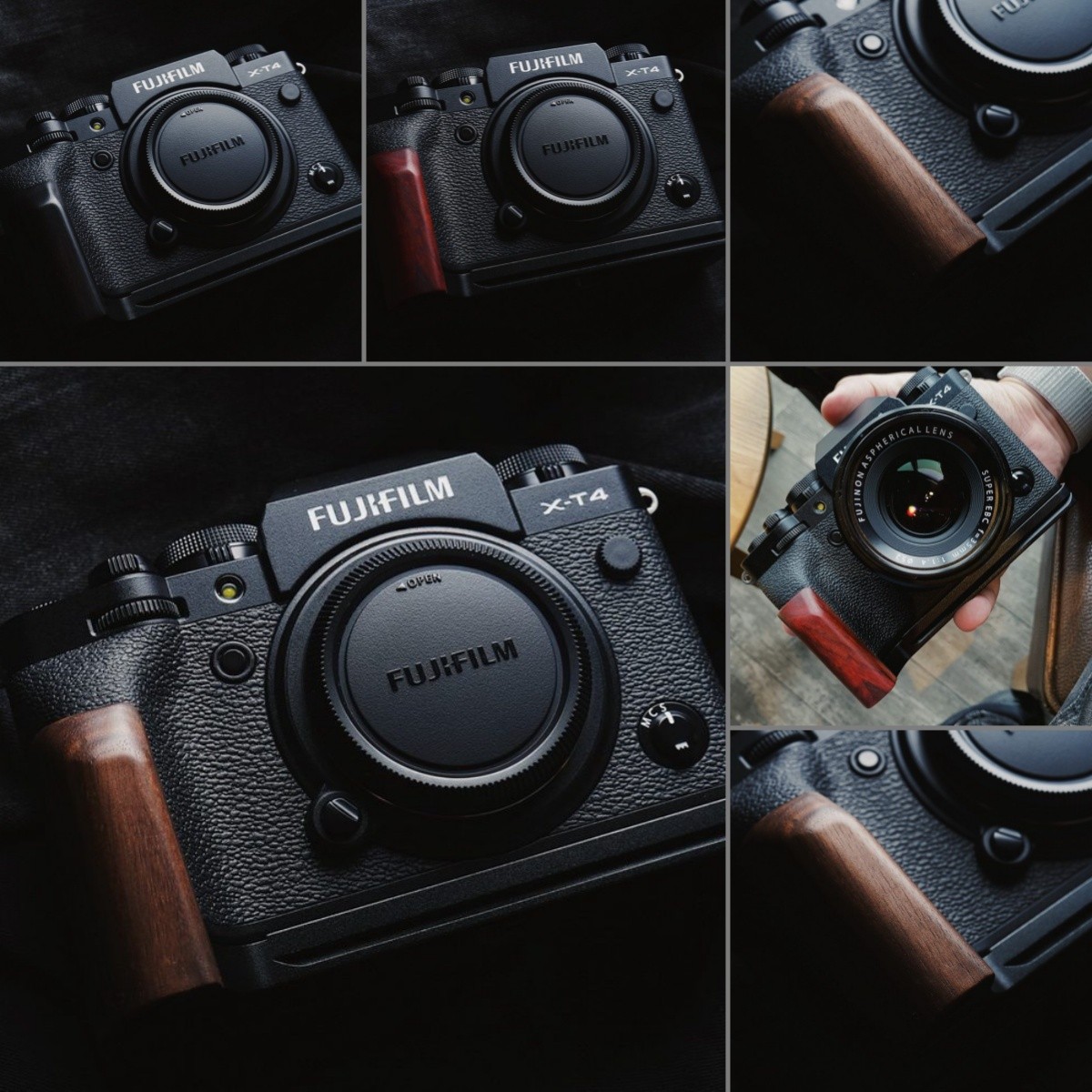 For Fujifilm X-T4 Handmade Wooden handle Grip L Plate Alloy Base