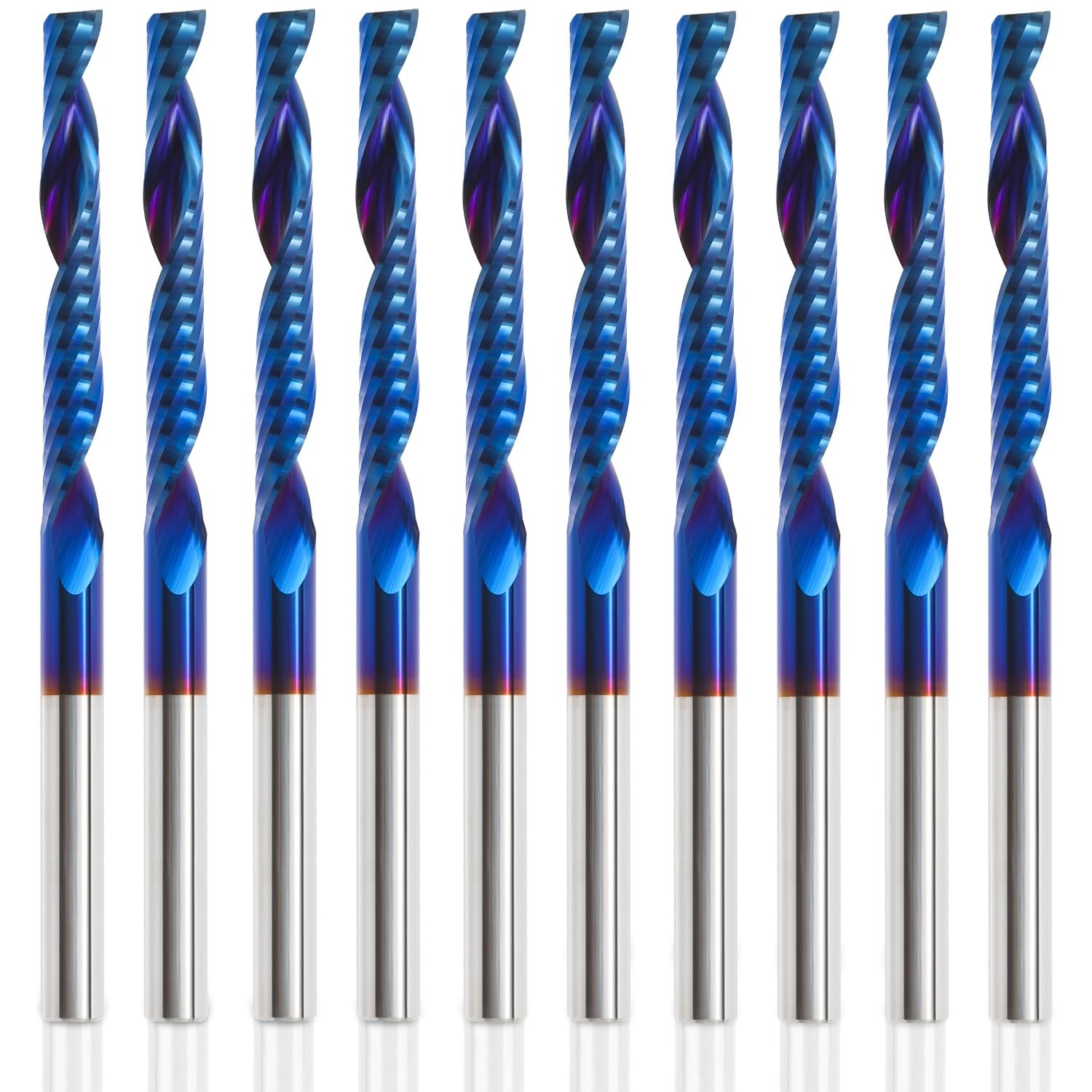 10 Pack O Flute CNC Router Bit 1/8” Shank Spiral Upcut Router Bit Single Flut...