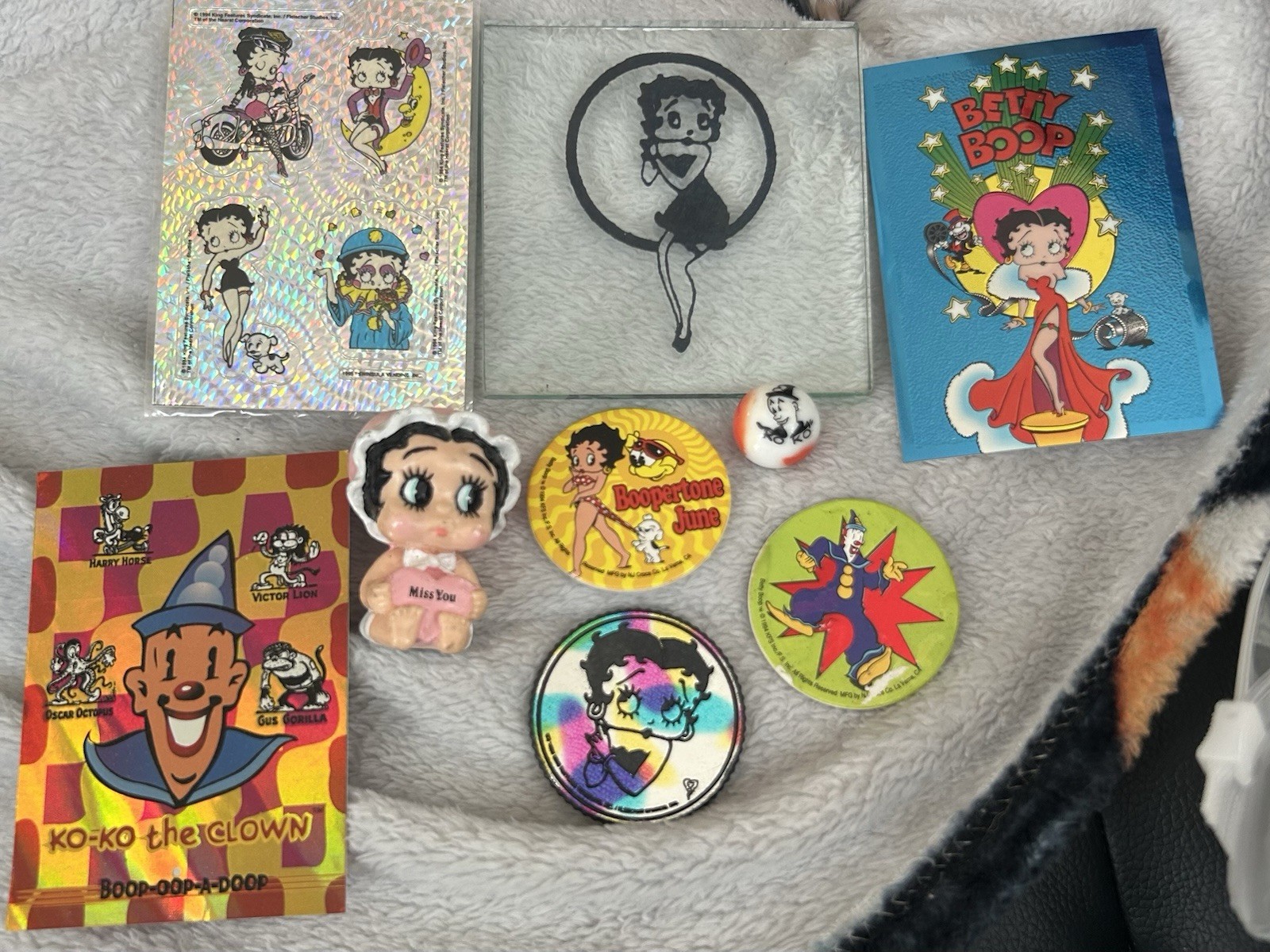 Vintage Betty Boop Lot-PVC Baby Boop/Koko Marble & Card/Glass Coaster-ALL RARE!