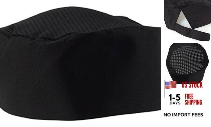 Black Chef Hat - Adjustable. One Size Fit Most () 1
