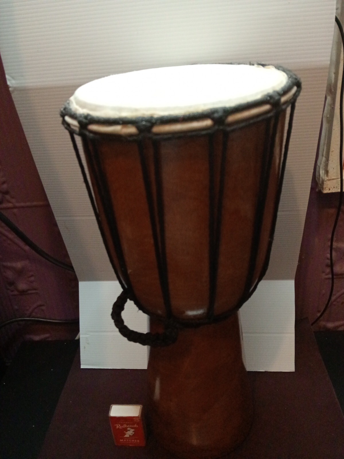 40 cm Authentic DJEMBE BONGO DRUM CARVED FROM SOLID WOOD GOAT SKIN