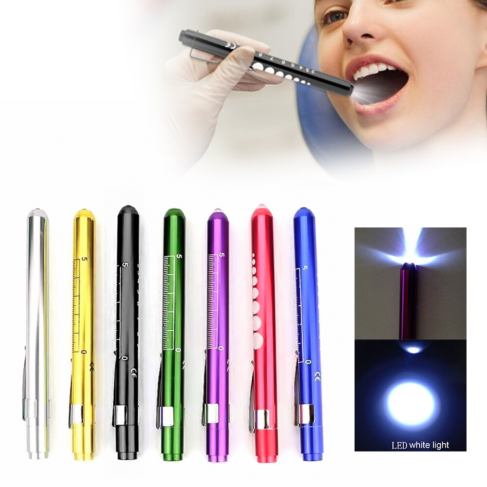 2 PCS Dental Lab Medical LED Portable Penlight Pocket Pen Flashlight With Clip