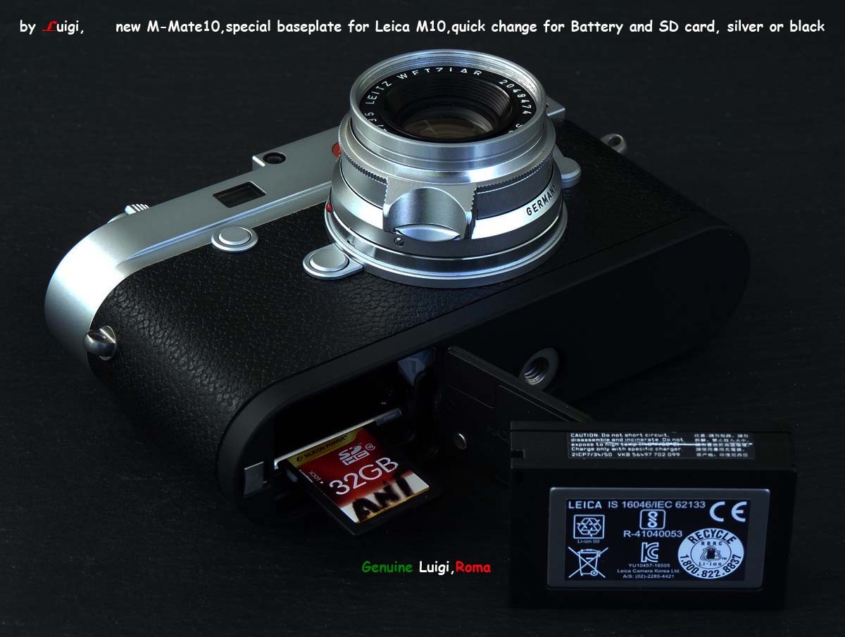 LUIGI M-MATE10,SD+BATTERY CHANGE BASEPLATE,LEICA M10, M10P,M10D,M10R, BLACK only