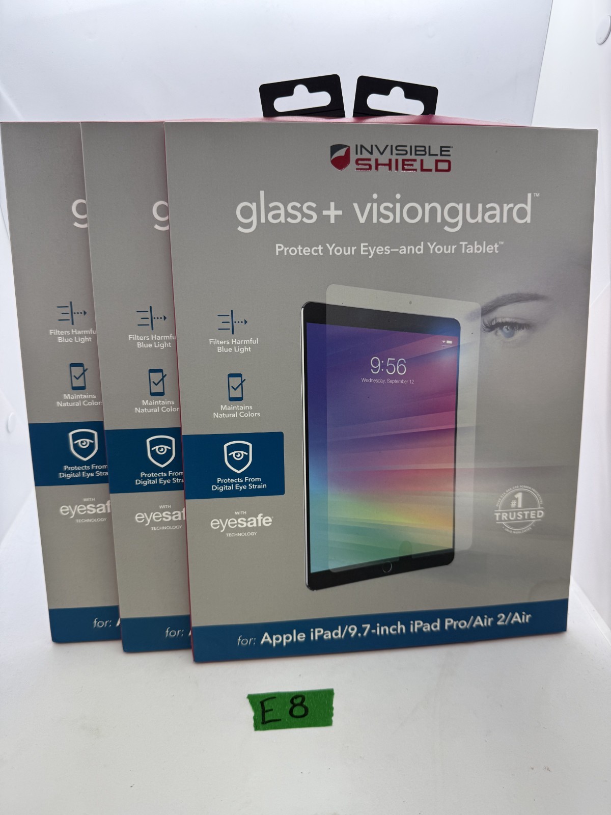 3x ZAGG Invisible Shield glass+ visionguard Screen Protectors iPad 9.7" E8
