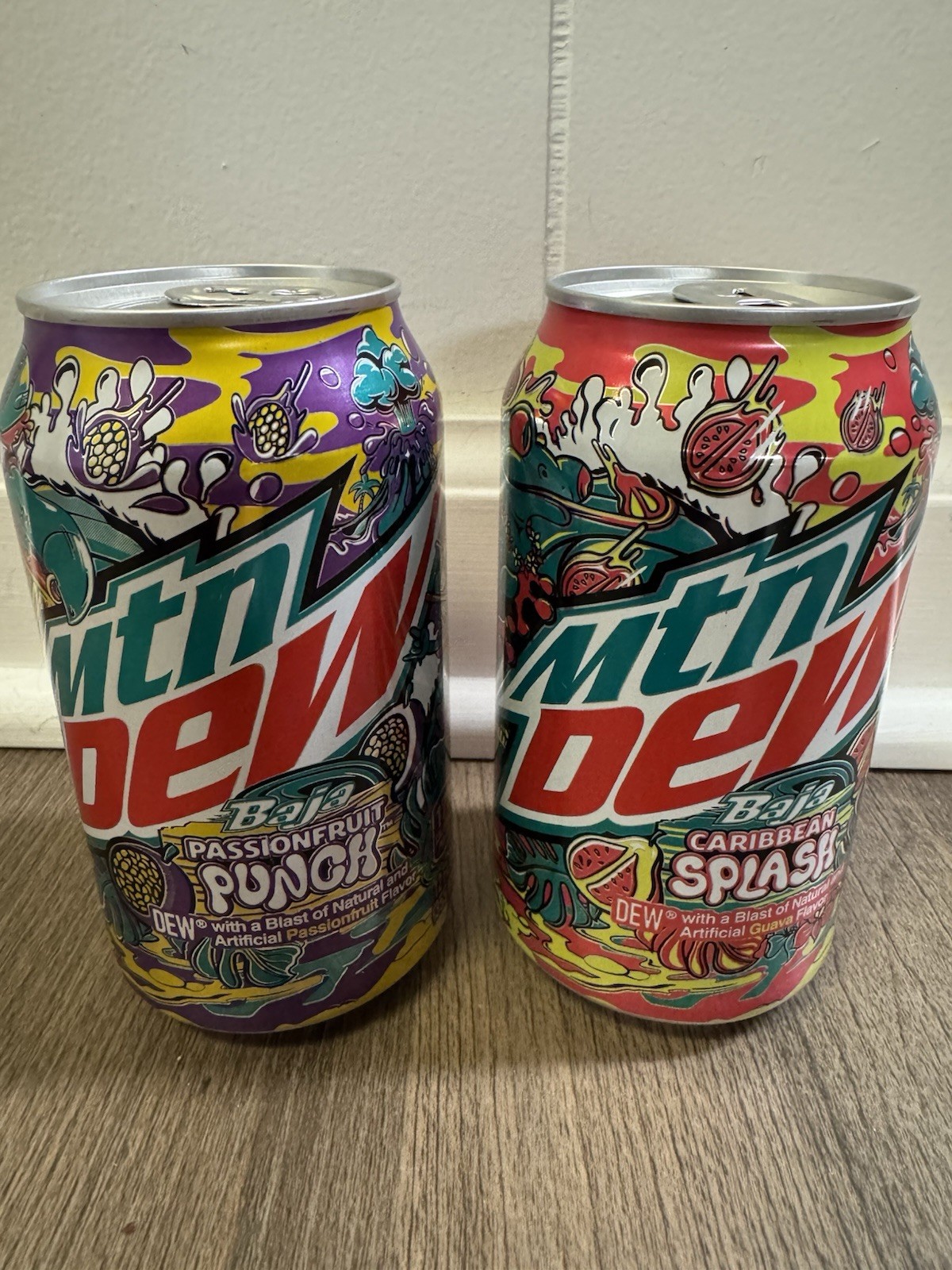 Lot 2 Fully Sealed Mountain Dew Baja Passionfruit Punch Caribbean Splash 12 oz