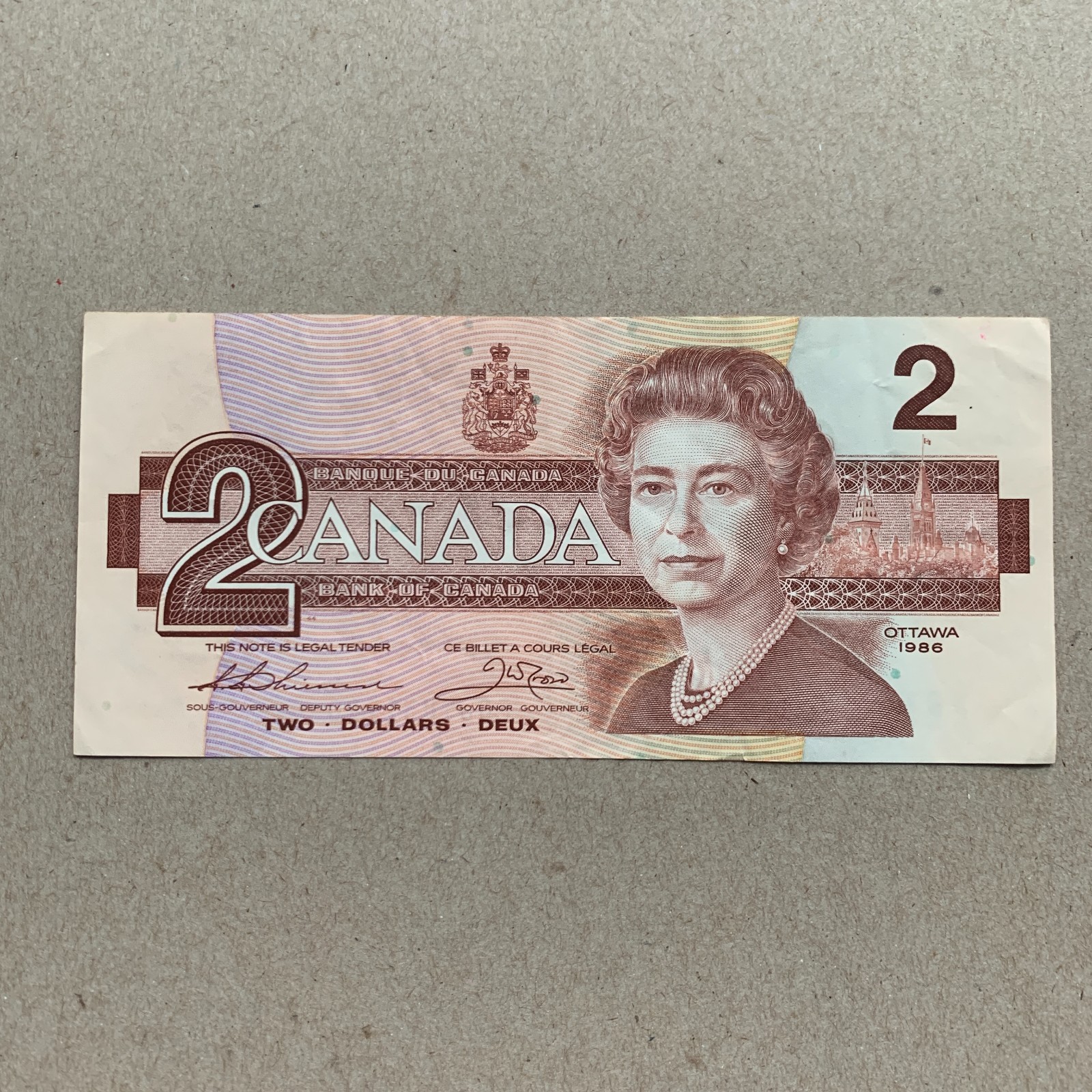 🇨🇦 1986 Canada $2 Dollar Bill Banknote Canadian 2 Dollar Currency Paper Money