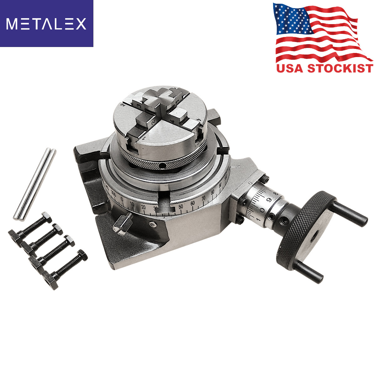 Rotary Table Horizontal And Vertical 4" 100mm + 65mm 4 Jaw Self Centering Chuck