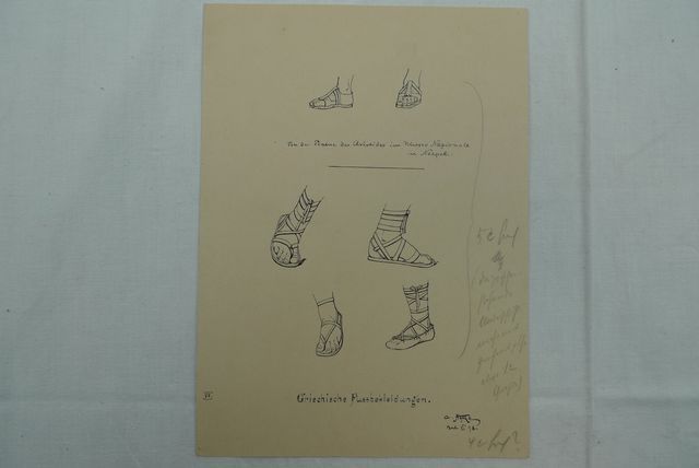 Drawing Curt Agthe Berlin 1898 "Greek footwear"